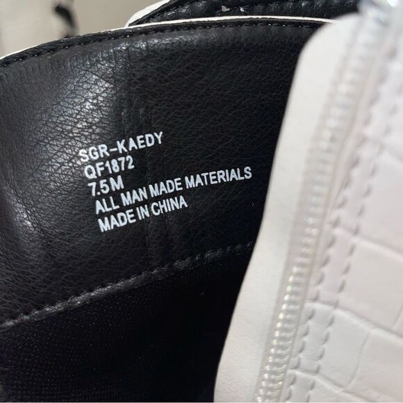 Sugar Kaedy White Croco Combat Boots - Picture 5 of 6